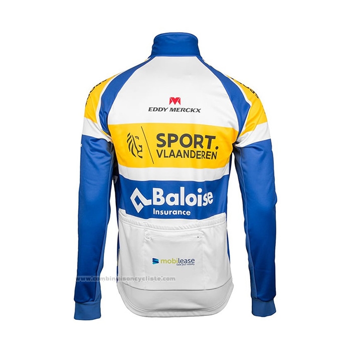 2018 Maillot Cyclisme Sport Vlaanderen-Baloise Bleu Blanc Jaune Manches Longues et Cuissard